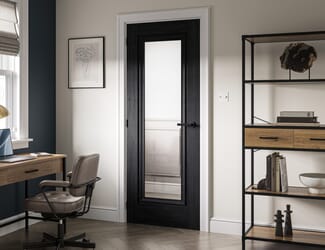 Haddon Black Laminate Clear Glazed Internal Doors