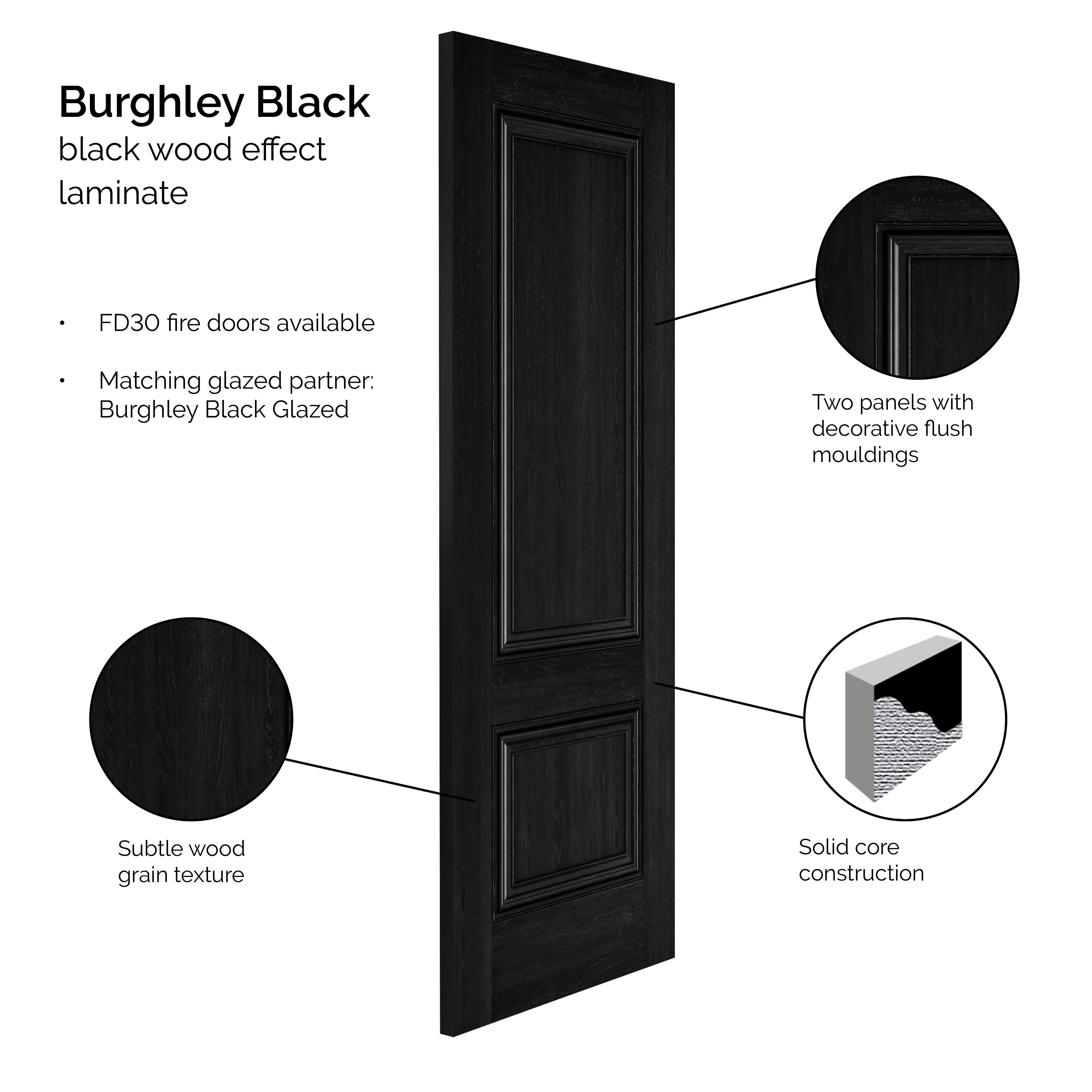 838x1981x35mm Burghley Black Laminate Internal Doors