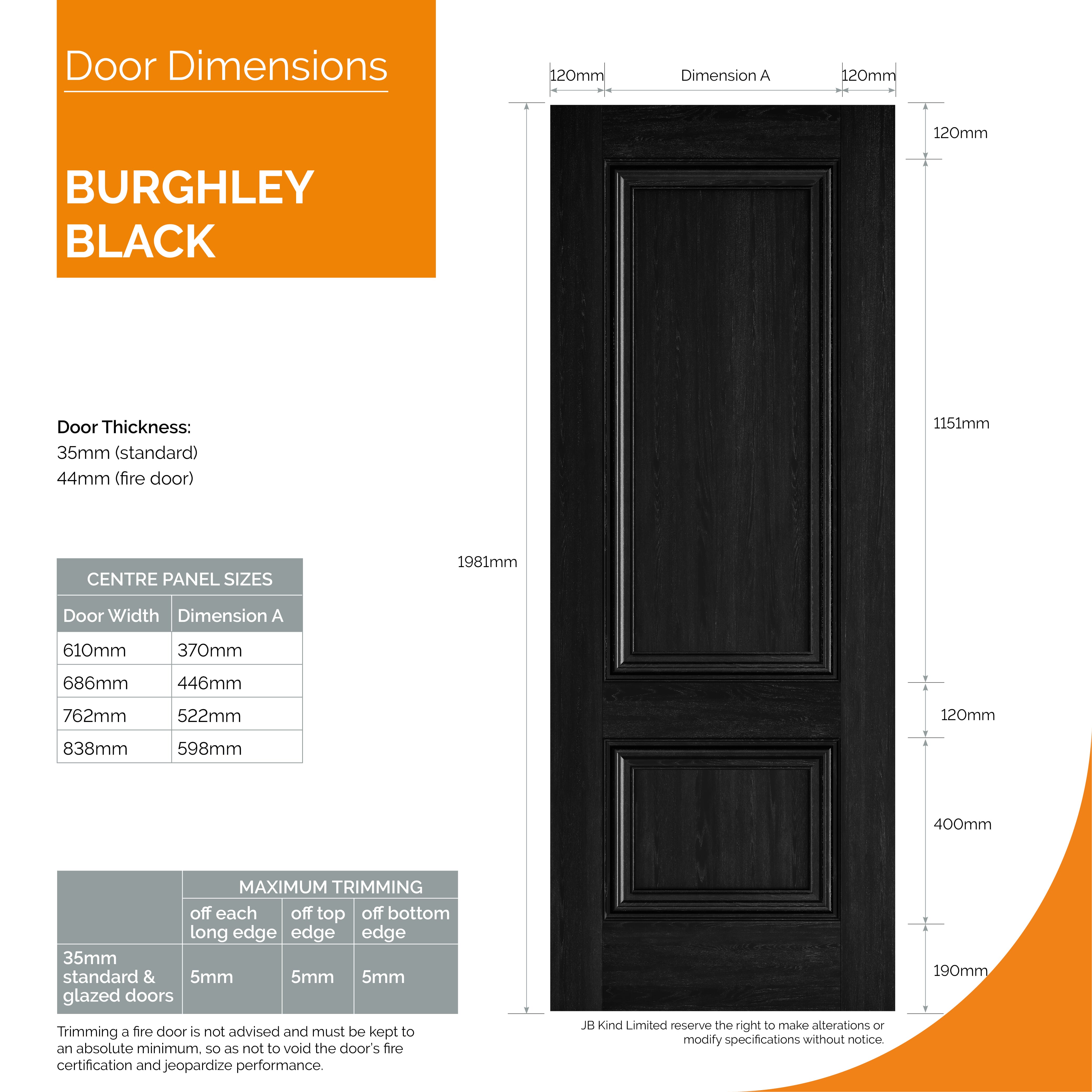 838x1981x35mm Burghley Black Laminate Internal Doors