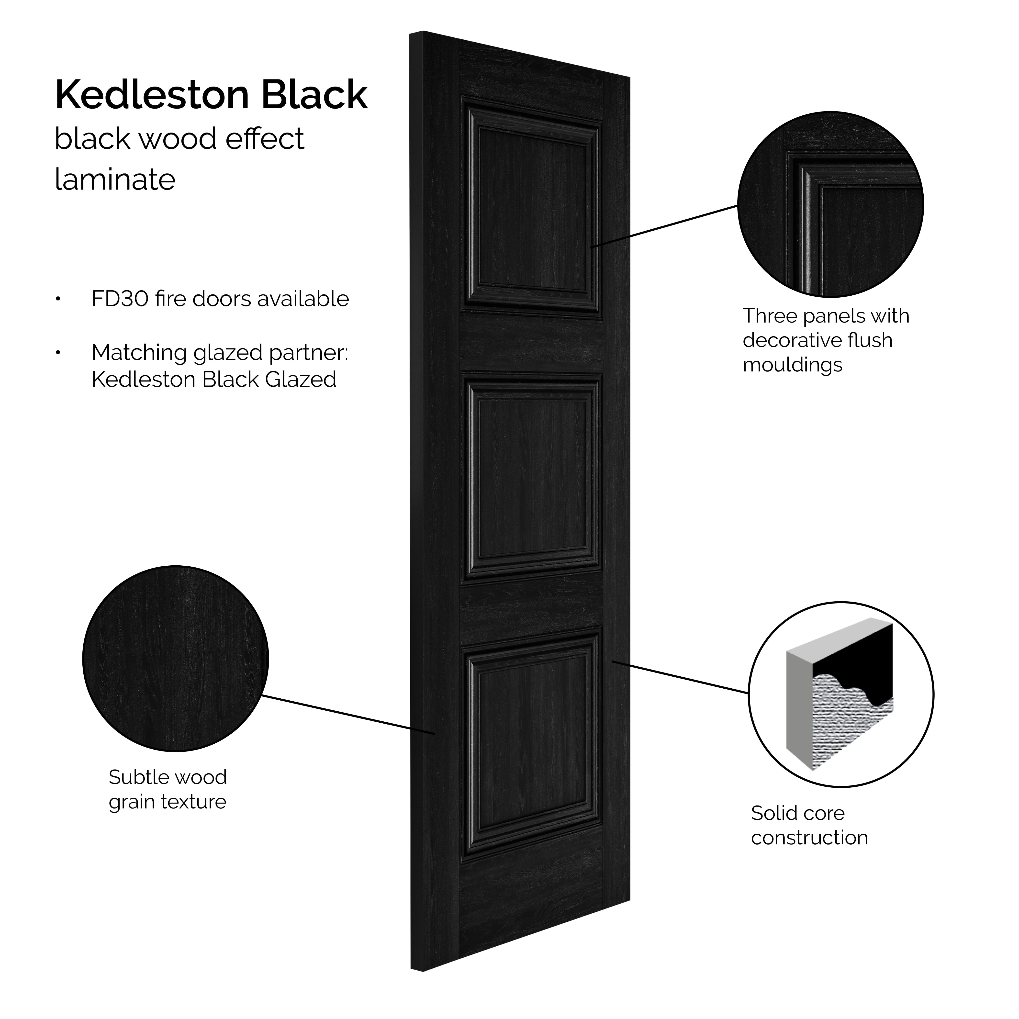 838x1981x35mm Kedleston Black Laminate Internal Doors