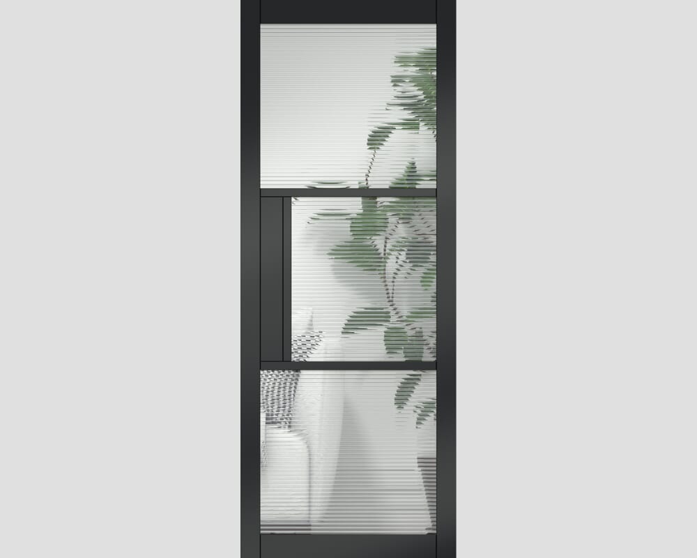 1981x686x35mm (27") Heritage Black Reeded Glazed - Prefinished Internal Doors