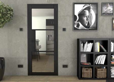 Heritage Black Primed Clear Glazed Internal Doors