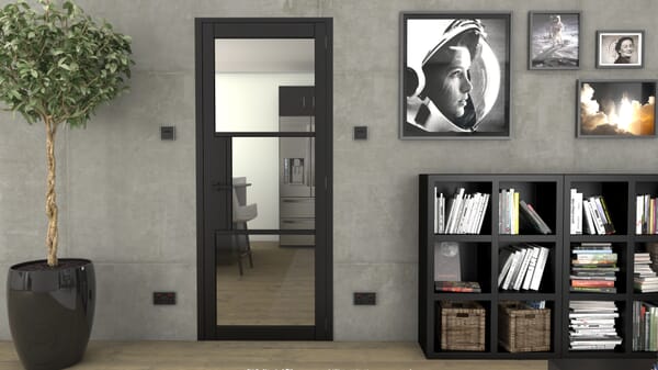 533x1981x35mm (21") Heritage Black Primed Clear Glazed Internal Doors
