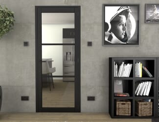 Heritage Slim Profile Black Primed Clear Glazed Internal Doors