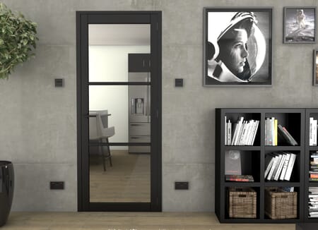 Heritage Slim Profile Black Primed Clear Glazed Internal Doors
