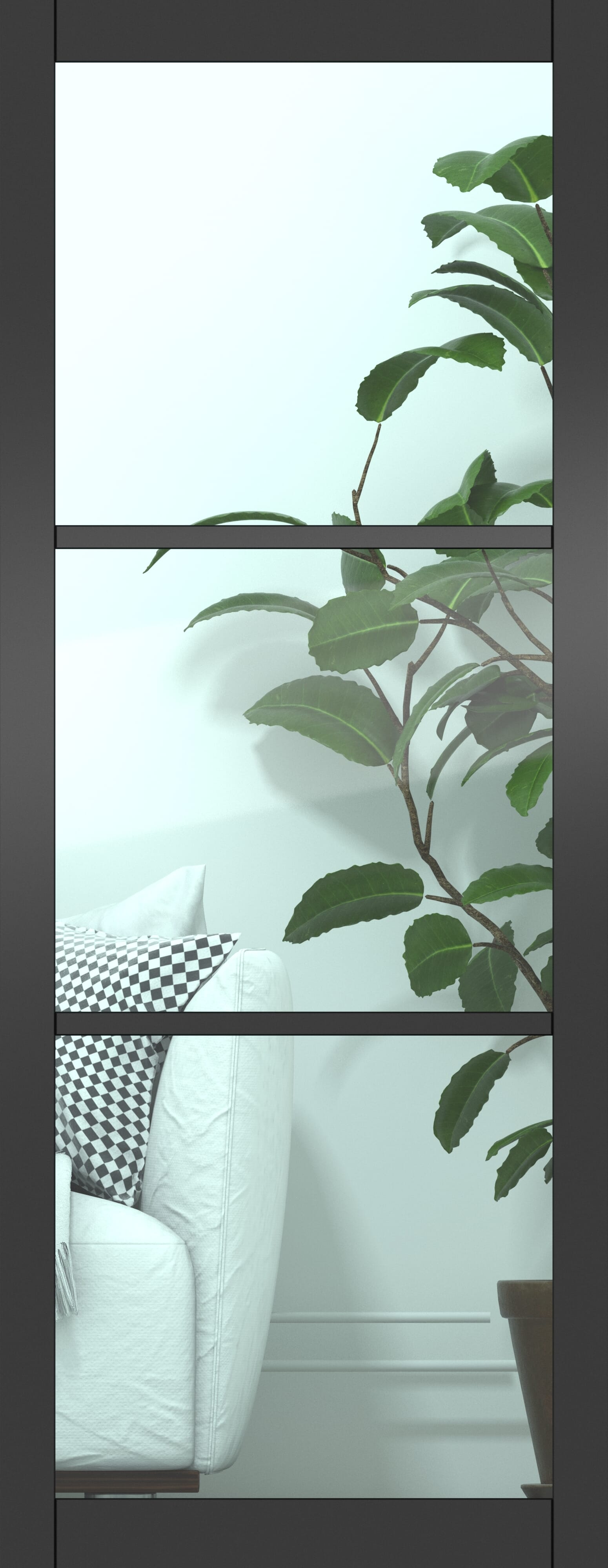 573x1981x35mm Heritage Slim Profile Black Primed Clear Glazed Internal Doors