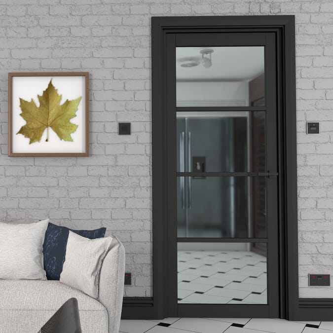 533x1981x35mm (21") Kensington Black Primed 4L Glazed Internal Doors