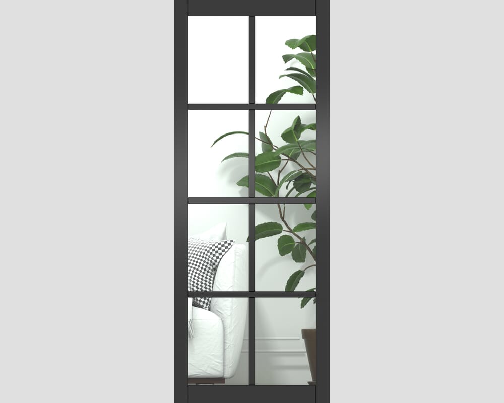 762x1981x35mm (30") Mayfair Black Primed 8L Glazed Internal Doors