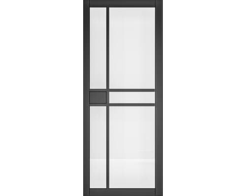 Dalston Black Prefinished - Clear Glass Internal Doors