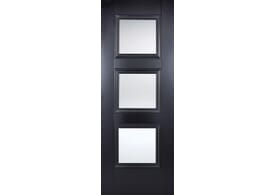 762x1981x35mm (30") Amsterdam Black 3 Light - Clear Glass Door