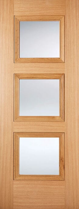 Amsterdam Oak Clear Glass Prefinished Internal Door Set
