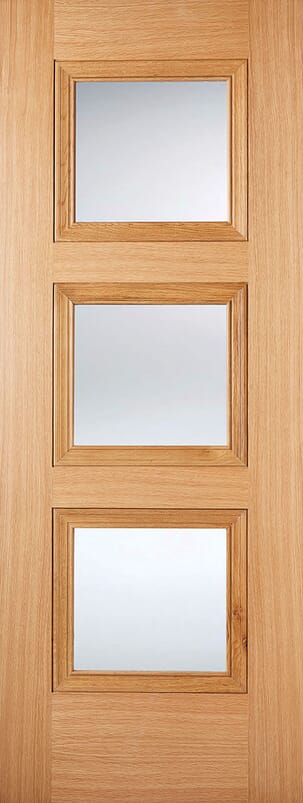 Amsterdam Oak Clear Glass Prefinished Internal Door Set