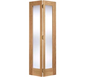 Pattern 10 Oak Bifold - Clear Glass Internal Doors