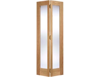 Pattern 10 Oak Unfinished Internal Folding Doors  with Clear Glass