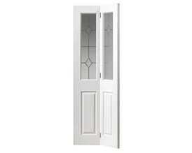 Canterbury White Grained Bi-Fold - Decorative Clear Glass Internal Doors