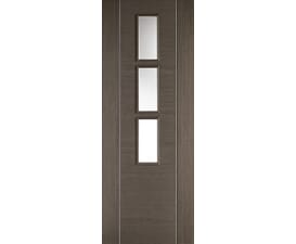 Alcaraz Chocolate Grey - Clear Glass Prefinished Internal Doors