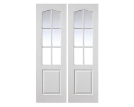 White Grained Classique 6 Light Rebated Pair Internal Doors