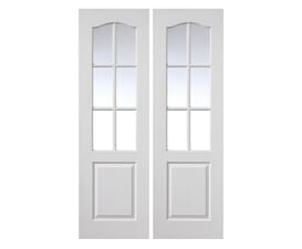 White Grained Classique 6 Light Rebated Internal Door Pairs