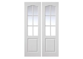 1981mm x 1220mm x 5mm (48") White Grained Classique 6 Light Pairs   Door