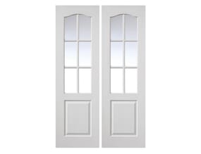 White Grained Classique 6 Light Rebated Internal Door Pairs