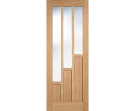 726 x 2040x40mm Coventry Oak - Clear Glass Door
