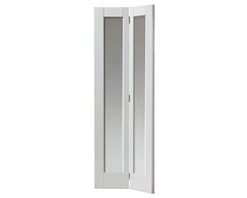 Tobago White Bi-Fold - Clear Glass Internal Doors