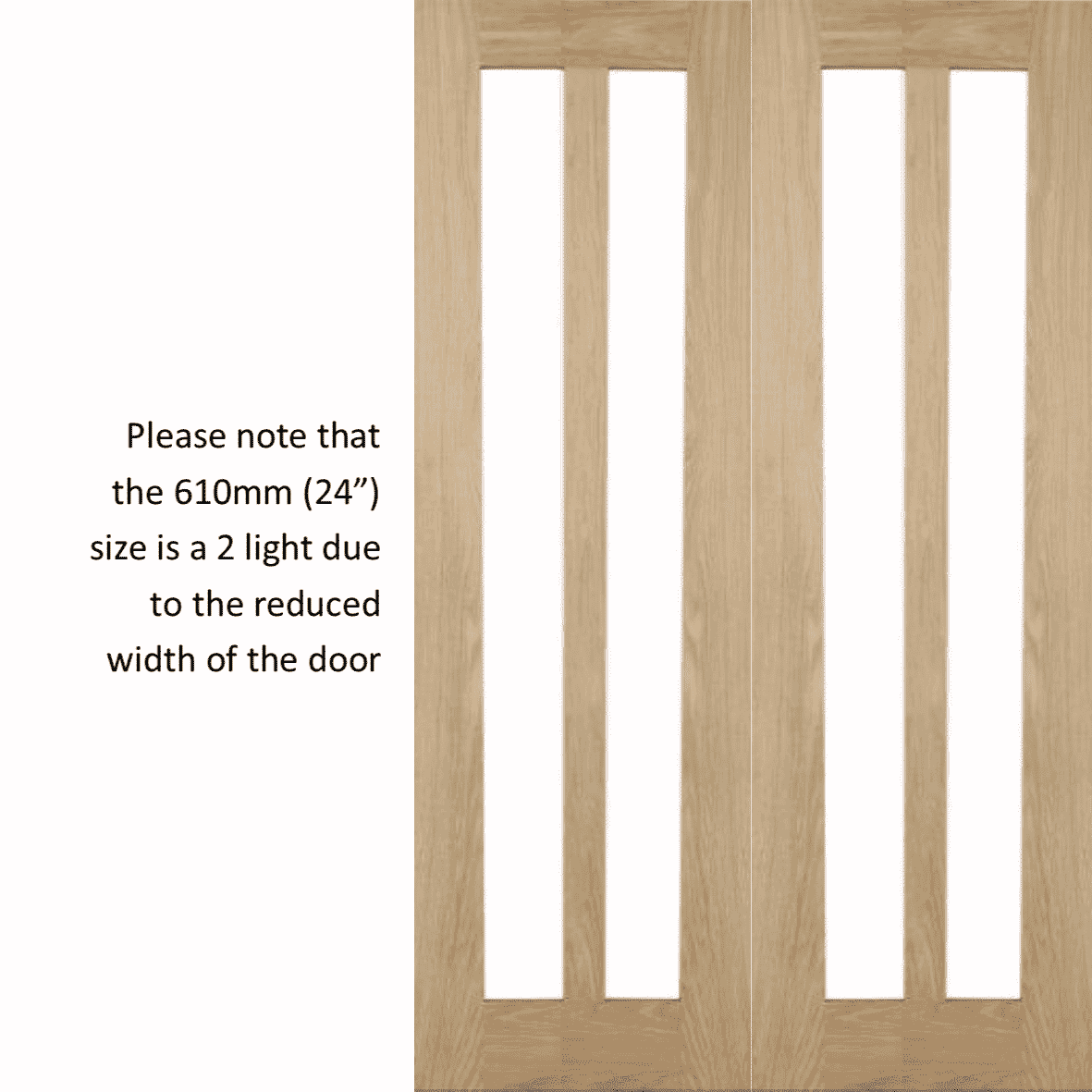 1981 x 1208 x 35mm (48") Aston Glazed Oak Rebated Pair Internal Doors