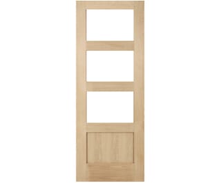 Oak Shaker 3 Light - Clear Glass Internal Doors