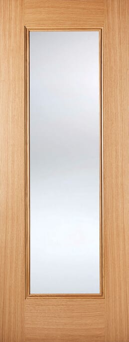 Eindhoven Oak 1L Clear Glass Prefinished Internal Door Set