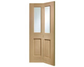 Malton Oak Bi-Fold - Clear Bevelled Glass Internal Doors