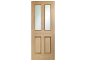 726 x 2040x40mm Malton Oak - Clear Bevelled Glass Door