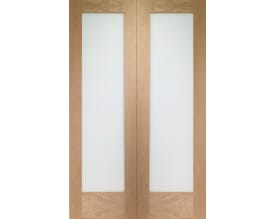 Pattern 10 Door Rebated Pair Oak - Obscure Glass Internal Doors