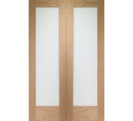 Pattern 10 Door Pair Oak - Obscure Glass Internal Doors
