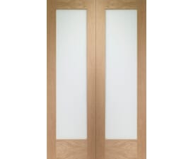 Pattern 10 Door Rebated Pair Oak - Obscure Glass Internal Doors