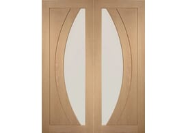 1219x1981x35mm Salerno Oak Pair - Clear Flat Glass Internal Doors Image