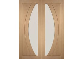 1220x1981x40mm (48")  Salerno Oak Rebated Pair - Clear Flat Glass Internal Doors