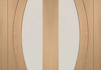 1372x1981x35mm Salerno Oak Pair - Clear Flat Glass Internal Doors