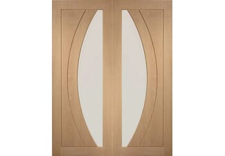 1219x1981x35mm Salerno Oak Pair - Clear Flat Glass Internal Doors