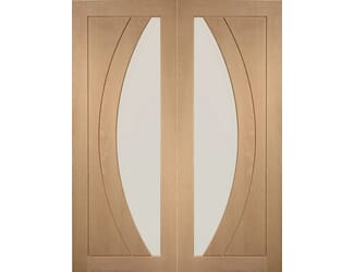 Salerno Oak Pair - Clear Flat Glass Internal Doors