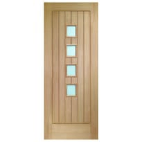 Suffolk Oak 4 Light Glazed Door - Obscure Image