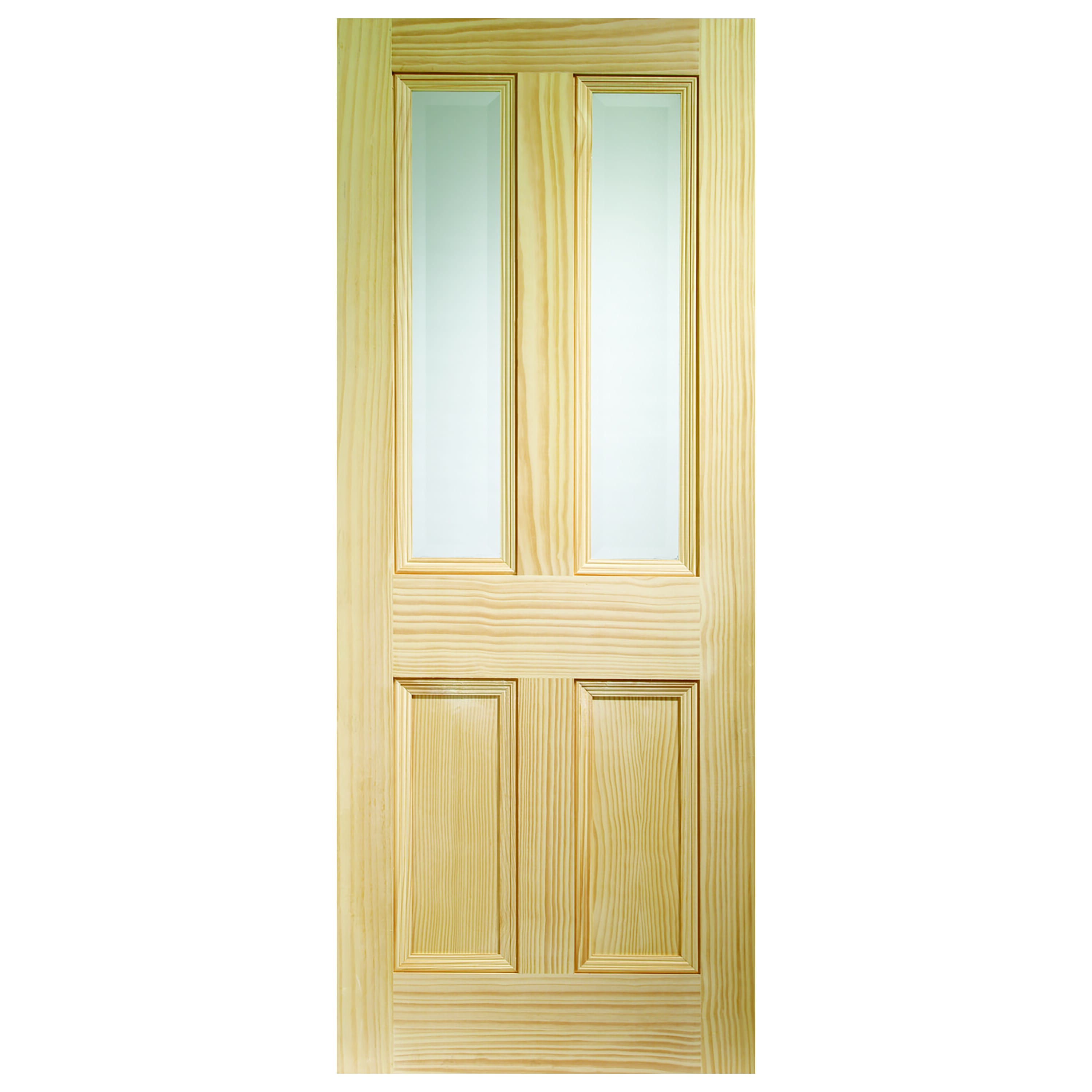Edwardian 4 Panel Vertical Grain Pine Glazed Internal Doors