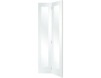 Pattern 10 White Bi-Fold - Clear Glass Internal Doors