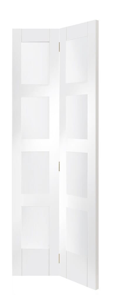 762x1930x35mm 4 Light White Shaker Glazed Bifold Door