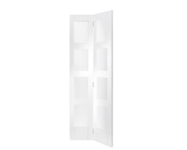 4 Light White Shaker Bi-Fold - Clear Glass Internal Doors