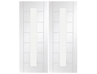 Palermo White 1L Rebated Pair - Clear Glass Internal Doors