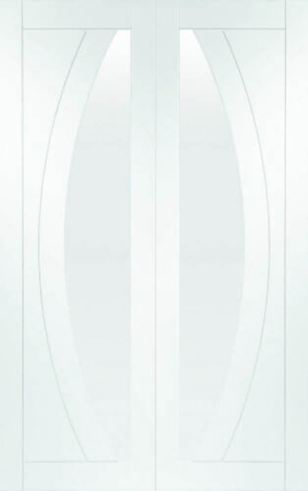 Salerno White Pair - Clear Glass Internal Doors
