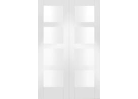 1067x1981x40mm (42") Shaker White Primed Pair - Clear Glazed  Door Image