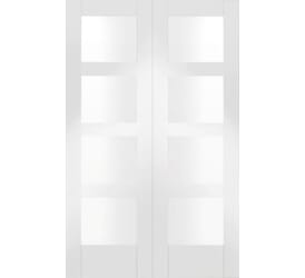 Shaker White Primed Pair - Clear Glazed  Internal Doors