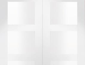 915x1981x40mm (36") Shaker White Primed Pair - Clear Glazed  Door