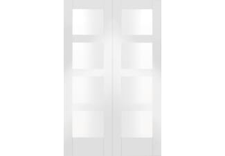 915x1981x40mm (36") Shaker White Primed Pair - Clear Glazed  Door